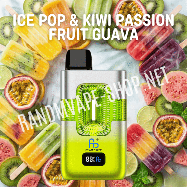 Fumot RandM Eco 2in1 50000 Randmvape shop fumot randm 2in1 eco ice pop kiwi passion fruit guava